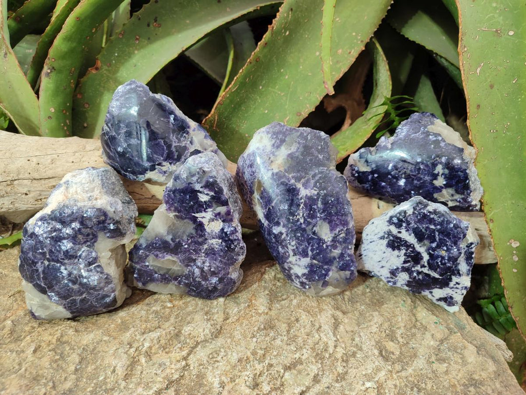 Polished One Side Lithium Silver Leaf Lepidolite Specimens x 6 From Zimbabwe - Toprock Gemstones and Minerals 