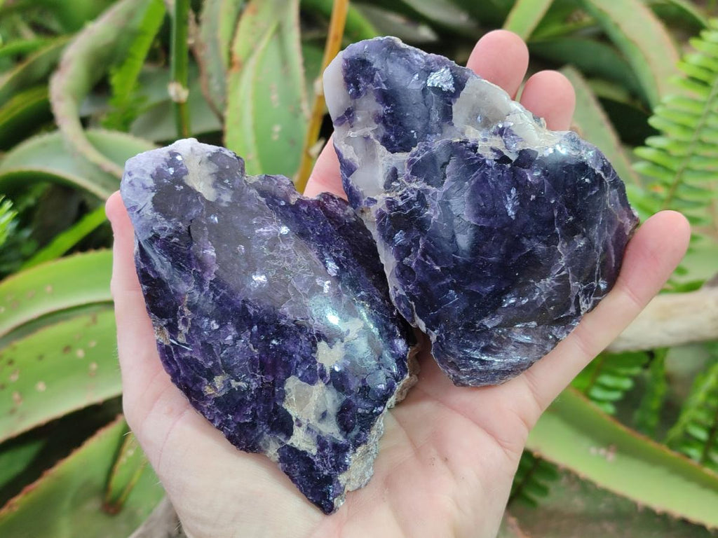 Polished One Side Lithium Silver Leaf Lepidolite Specimens x 6 From Zimbabwe - Toprock Gemstones and Minerals 