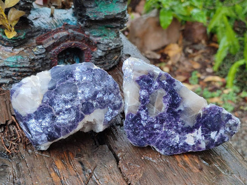 Polished One Side Lithium Silver Leaf Lepidolite Specimens x 6 From Zimbabwe - Toprock Gemstones and Minerals 