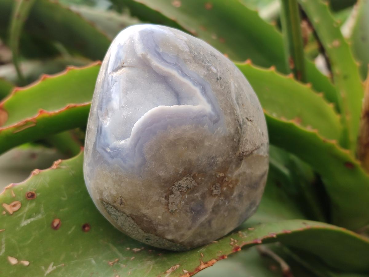 Polished and Natural Blue Lace Agate Standing Display Pieces x 5 From Nsanje, Malawi - Toprock Gemstones and Minerals 