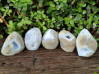 Polished and Natural Blue Lace Agate Standing Display Pieces x 5 From Nsanje, Malawi - Toprock Gemstones and Minerals 