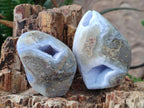 Polished and Natural Blue Lace Agate Standing Display Pieces x 5 From Nsanje, Malawi - Toprock Gemstones and Minerals 