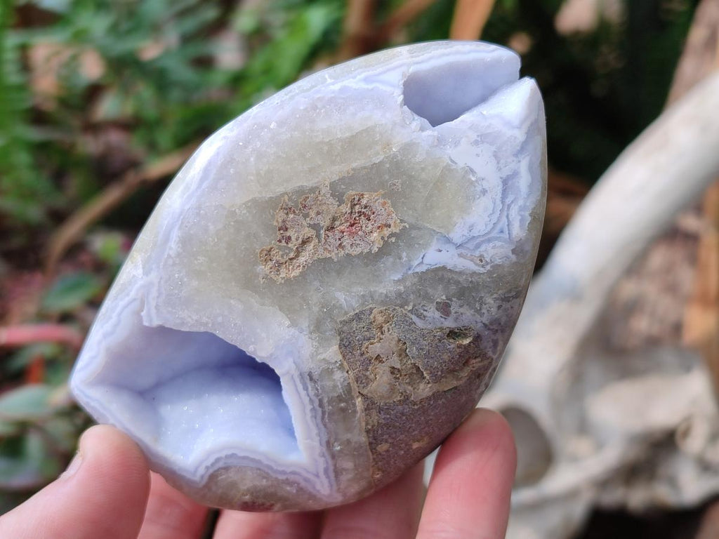 Polished and Natural Blue Lace Agate Standing Display Pieces x 5 From Nsanje, Malawi - Toprock Gemstones and Minerals 