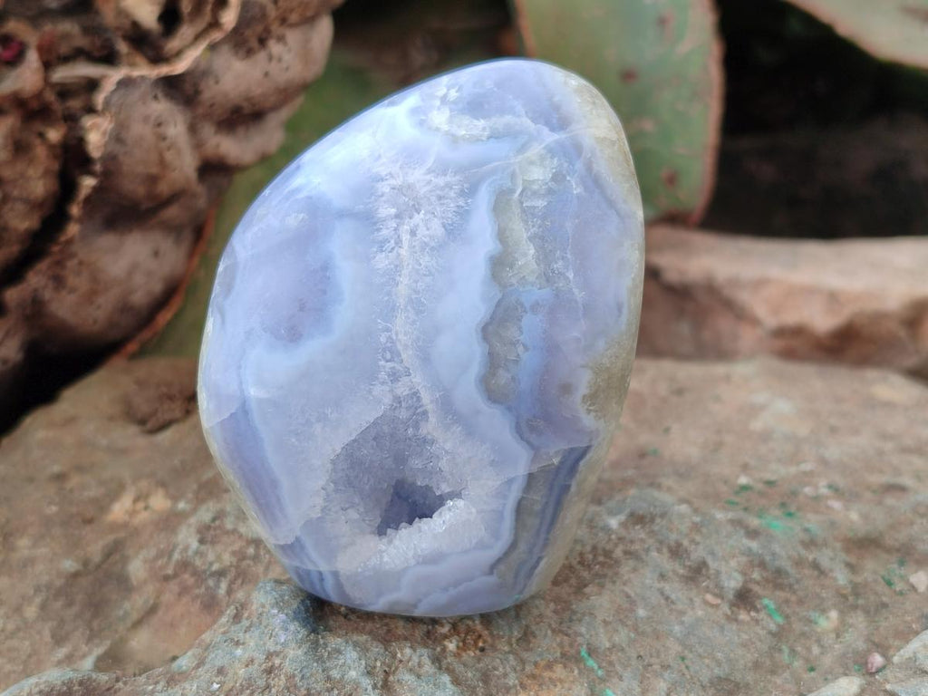 Polished and Natural Blue Lace Agate Standing Display Pieces x 5 From Nsanje, Malawi - Toprock Gemstones and Minerals 