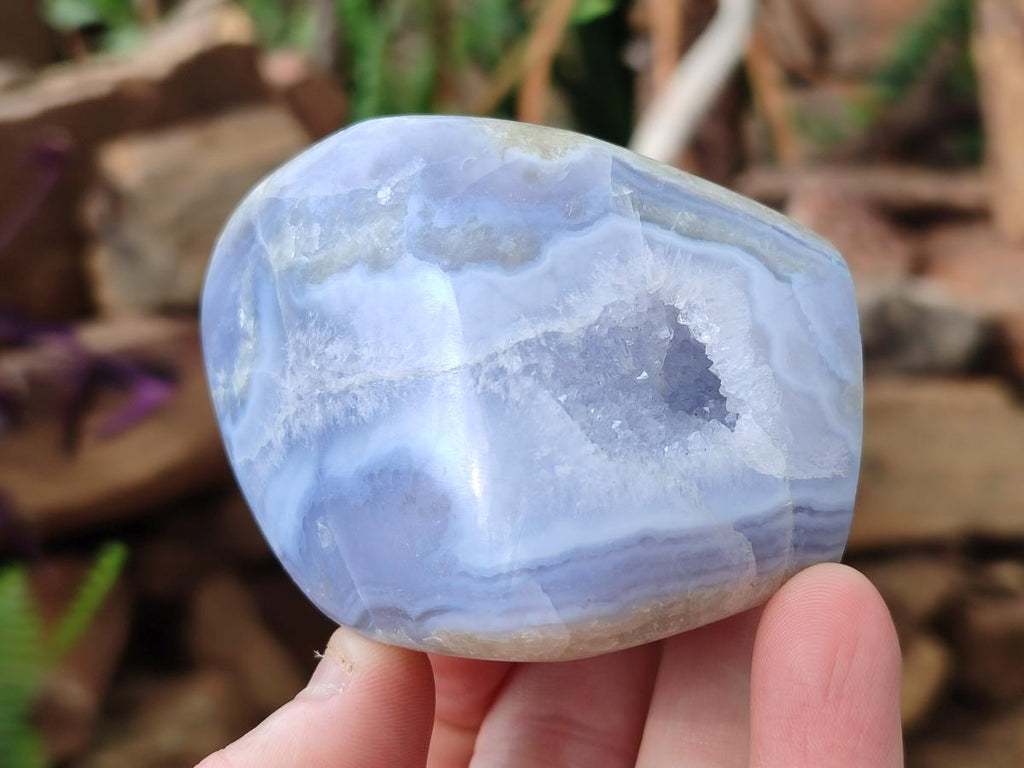 Polished and Natural Blue Lace Agate Standing Display Pieces x 5 From Nsanje, Malawi - Toprock Gemstones and Minerals 