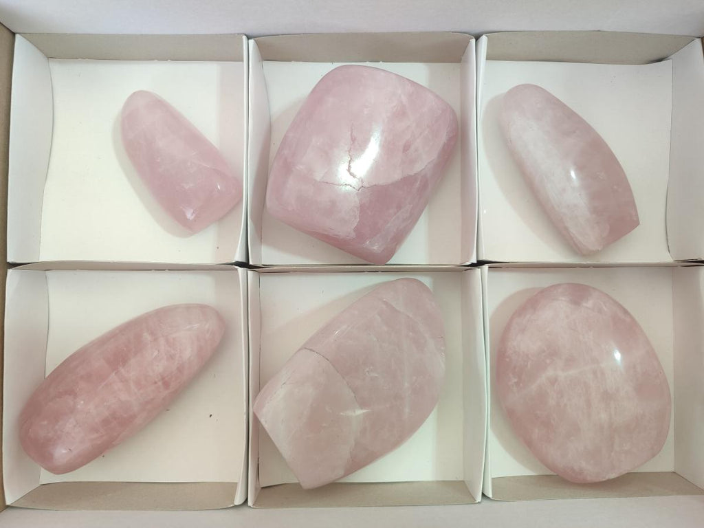 Polished Rose Quartz Standing Display Pieces x 6 From Zimbabwe - Toprock Gemstones and Minerals 