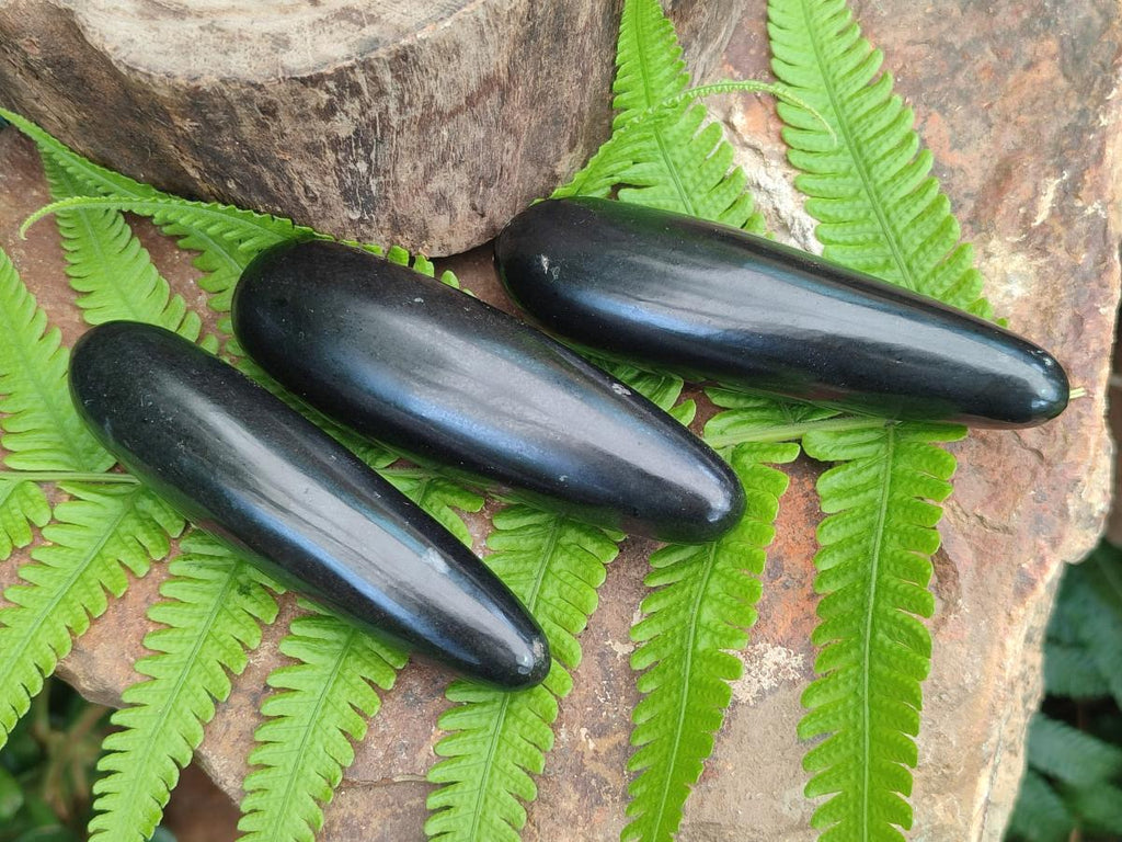 Polished Black Basalt Massage Wands x 12 From Madagascar - Toprock Gemstones and Minerals 