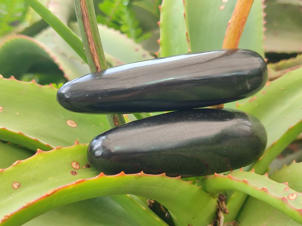Polished Black Basalt Massage Wands x 12 From Madagascar - Toprock Gemstones and Minerals 