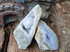Polished One Side Blue Lace Agate Geodes x 12 From Nsanje, Malawi - Toprock Gemstones and Minerals 