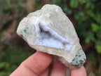 Polished One Side Blue Lace Agate Geodes x 12 From Nsanje, Malawi - Toprock Gemstones and Minerals 
