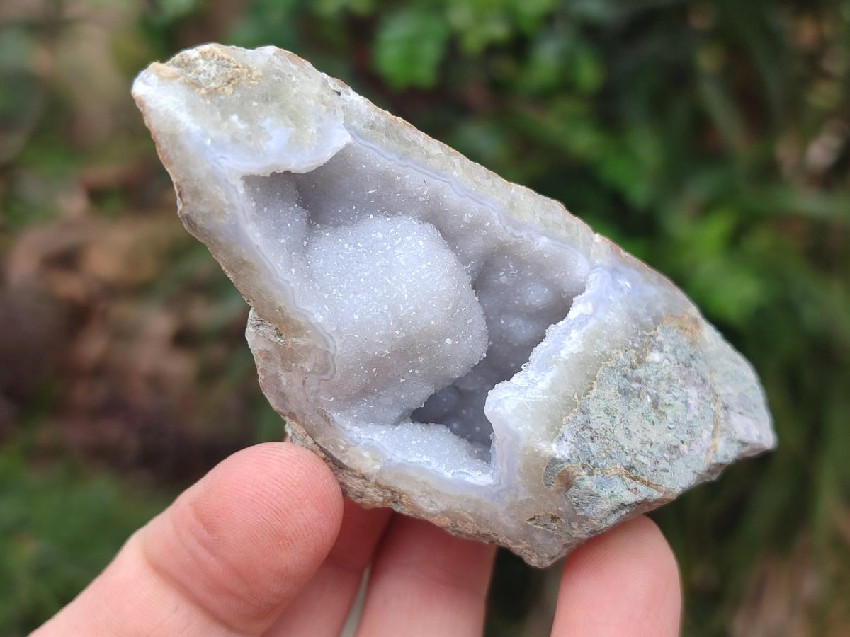 Polished One Side Blue Lace Agate Geodes x 12 From Nsanje, Malawi - Toprock Gemstones and Minerals 