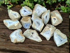 Polished One Side Blue Lace Agate Geodes x 12 From Nsanje, Malawi - Toprock Gemstones and Minerals 