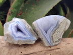 Polished One Side Blue Lace Agate Geodes x 12 From Nsanje, Malawi - Toprock Gemstones and Minerals 