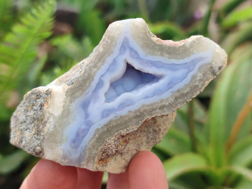 Polished One Side Blue Lace Agate Geodes x 12 From Nsanje, Malawi - Toprock Gemstones and Minerals 