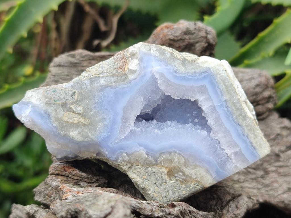Polished One Side Blue Lace Agate Geodes x 12 From Nsanje, Malawi - Toprock Gemstones and Minerals 