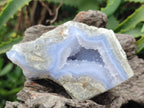 Polished One Side Blue Lace Agate Geodes x 12 From Nsanje, Malawi - Toprock Gemstones and Minerals 