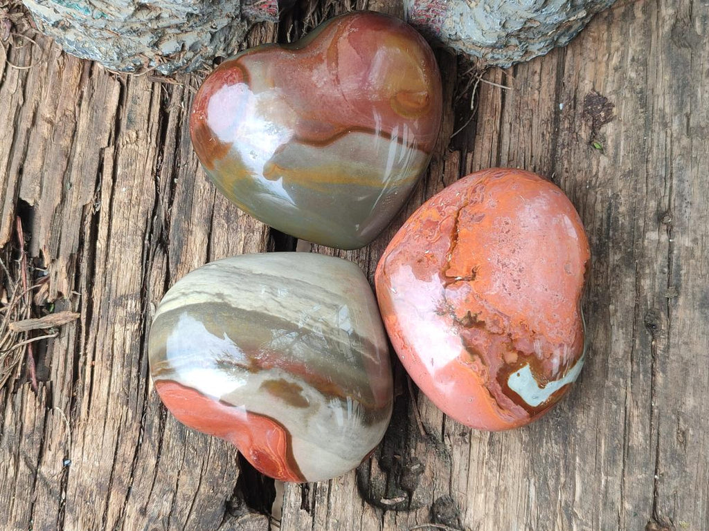 Polished Polychrome Jasper Hearts x 12 From Androka, Madagascar - Toprock Gemstones and Minerals 