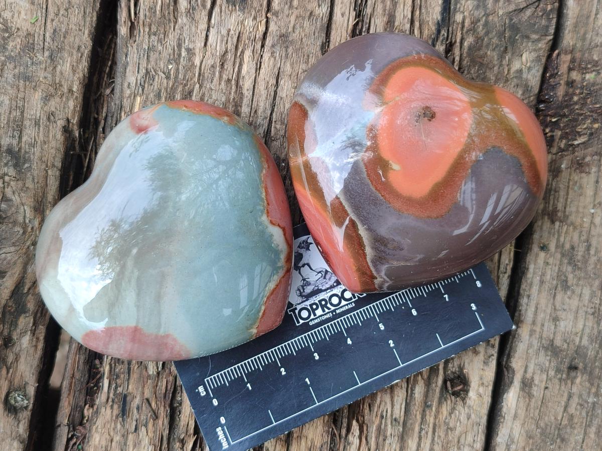 Polished Polychrome Jasper Hearts x 12 From Androka, Madagascar - Toprock Gemstones and Minerals 