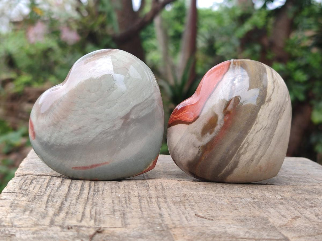 Polished Polychrome Jasper Hearts x 12 From Androka, Madagascar - Toprock Gemstones and Minerals 