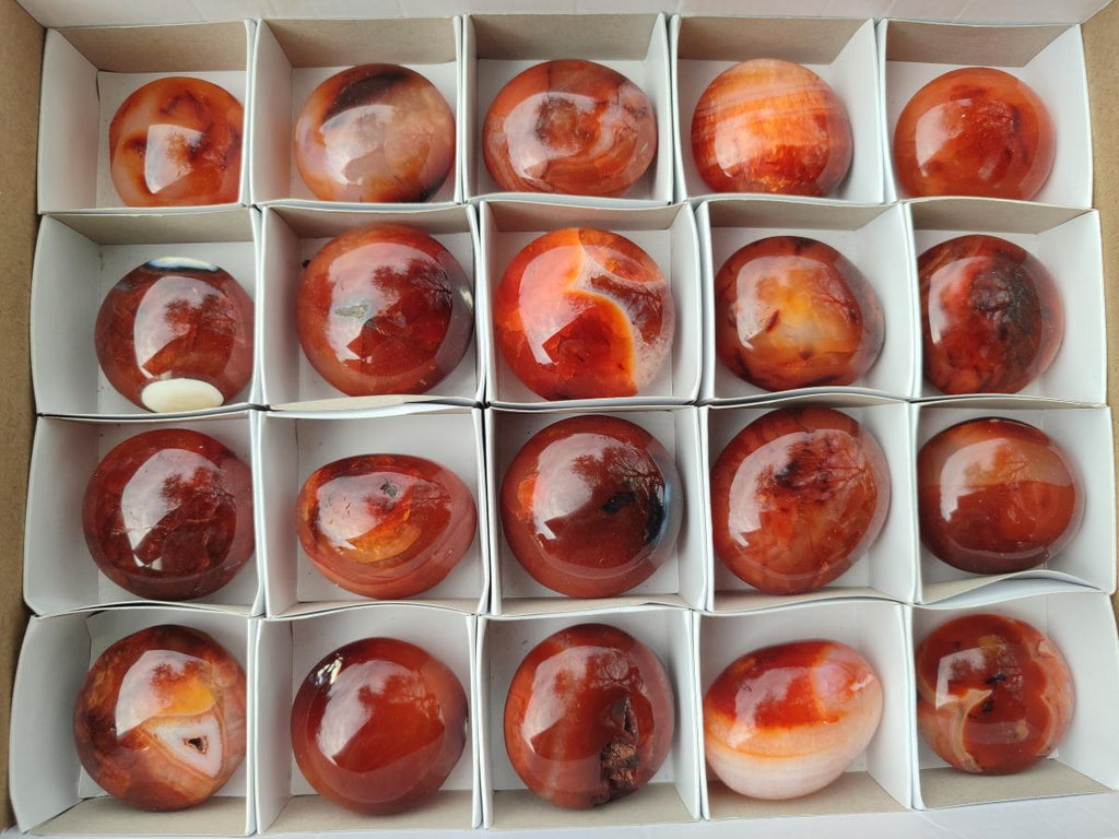 Polished Carnelian Agate Gemstone Galets x 20 From Madagascar - Toprock Gemstones and Minerals 