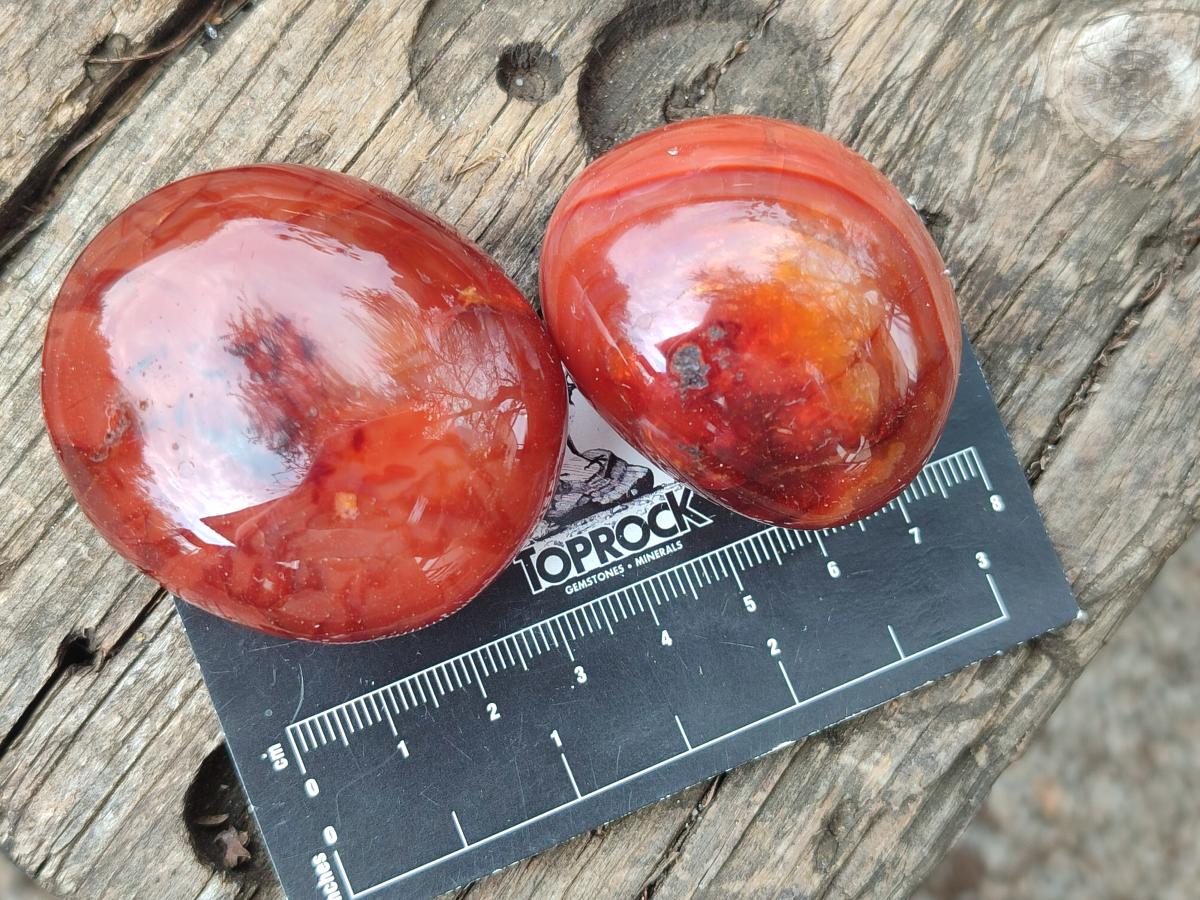 Polished Carnelian Agate Gemstone Galets x 20 From Madagascar - Toprock Gemstones and Minerals 