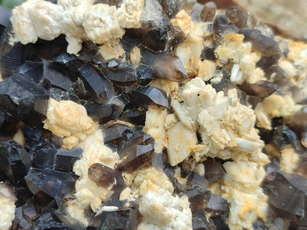 Natural Large Dark Smokey Quartz Clusters with Black Tourmaline and Feldspar x 2 From Erongo, Namibia - Toprock Gemstones and Minerals 