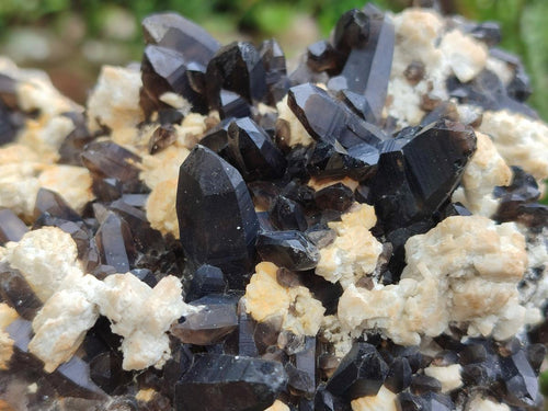 Natural Large Dark Smokey Quartz Clusters with Black Tourmaline and Feldspar x 2 From Erongo, Namibia - Toprock Gemstones and Minerals 