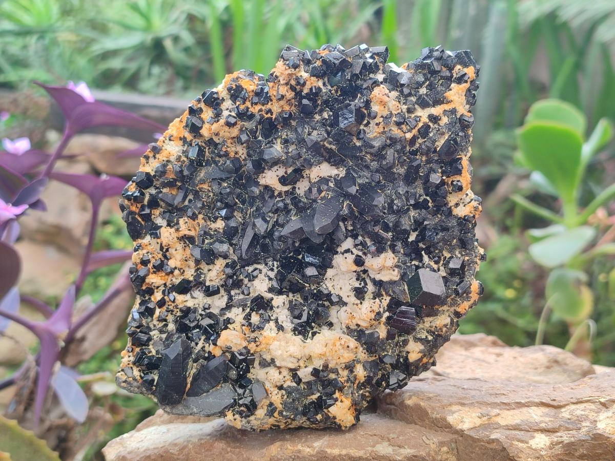 Natural Large Dark Smokey Quartz Clusters with Black Tourmaline and Feldspar x 2 From Erongo, Namibia - Toprock Gemstones and Minerals 