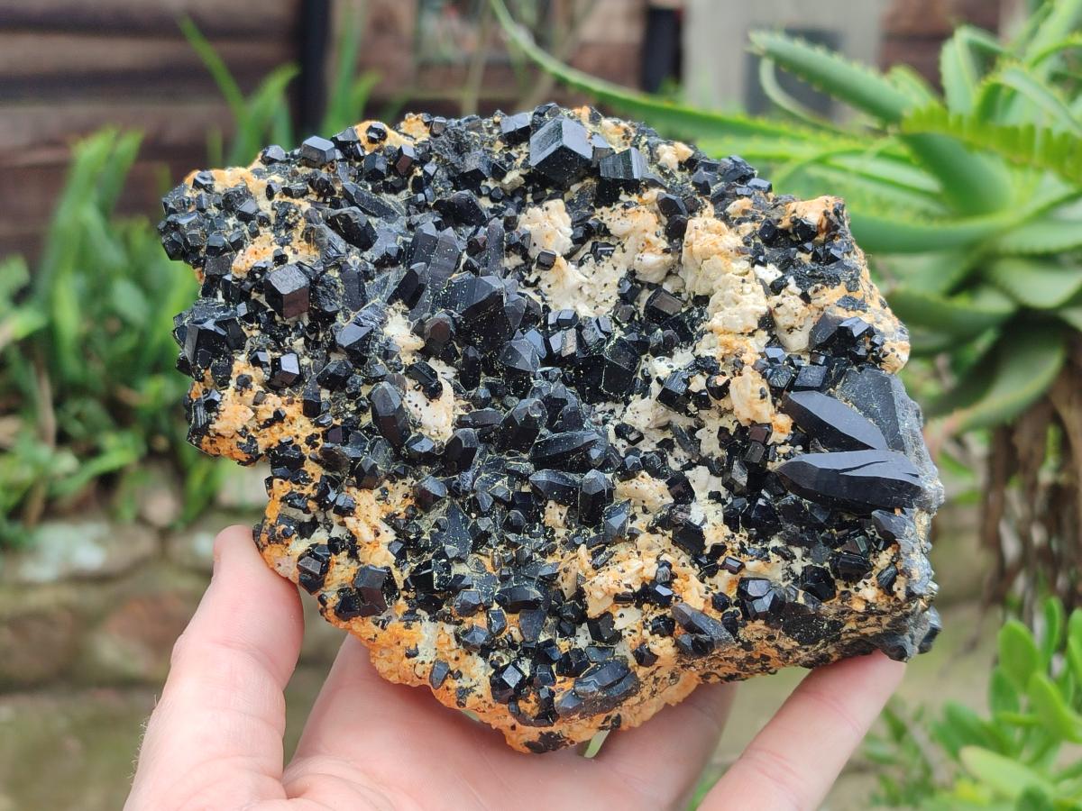 Natural Large Dark Smokey Quartz Clusters with Black Tourmaline and Feldspar x 2 From Erongo, Namibia - Toprock Gemstones and Minerals 