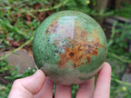 Polished Green Chrysoprase Spheres x 2 From Ambatondrazaka, Madagascar - Toprock Gemstones and Minerals 