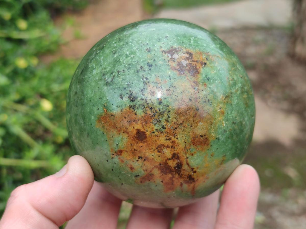 Polished Green Chrysoprase Spheres x 2 From Ambatondrazaka, Madagascar - Toprock Gemstones and Minerals 