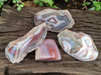 Polished One Side Red Shashe River Agate Nodules x 4 From Shashe River, Zimbabwe - Toprock Gemstones and Minerals 