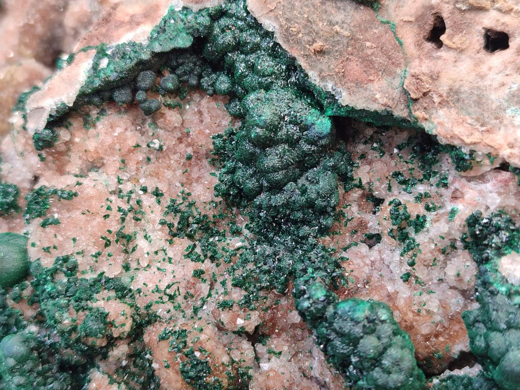 Natural XL Museum Ball Malachite Specimen with Drusy Quartz on Dolomite Matrix x 1 From Mindingi Mine, Kambove, Congo - Toprock Gemstones and Minerals 