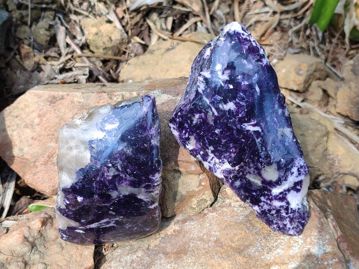 Polished One Side Lithium Silver Leaf Lepidolite Specimens x 6 From Zimbabwe - Toprock Gemstones and Minerals 