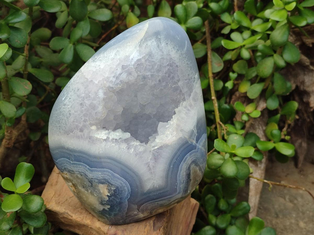 Polished and Natural XL Blue Lace Agate Standing Display Piece x 1 From Nsanje, Malawi - Toprock Gemstones and Minerals 