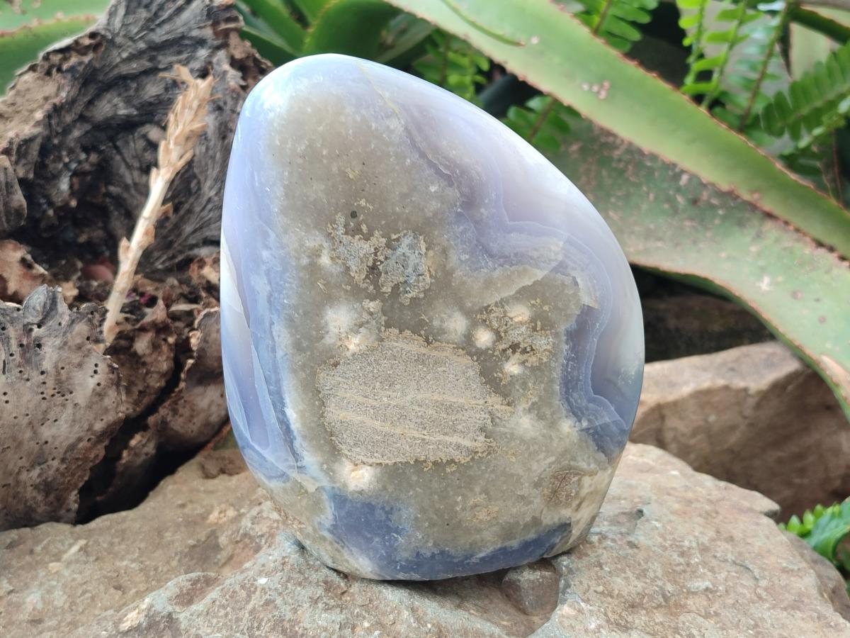 Polished and Natural XL Blue Lace Agate Standing Display Piece x 1 From Nsanje, Malawi - Toprock Gemstones and Minerals 