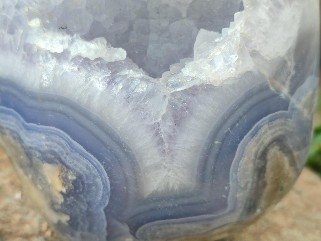 Polished and Natural XL Blue Lace Agate Standing Display Piece x 1 From Nsanje, Malawi - Toprock Gemstones and Minerals 