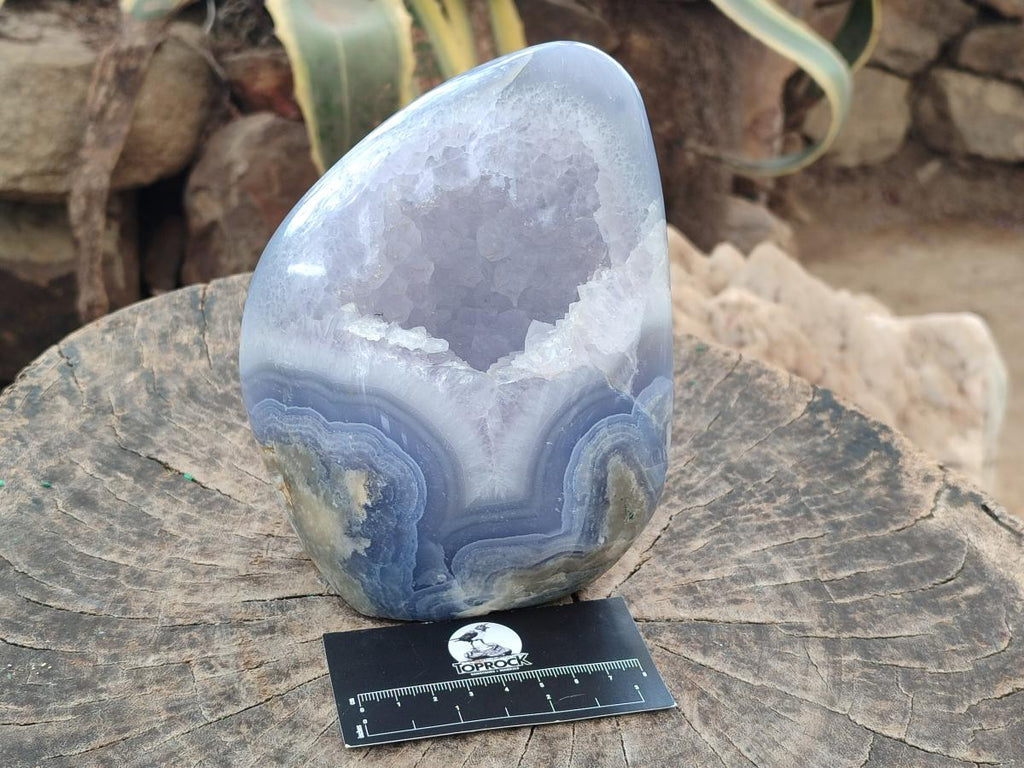 Polished and Natural XL Blue Lace Agate Standing Display Piece x 1 From Nsanje, Malawi - Toprock Gemstones and Minerals 