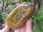 Polished Golden Nellite Tigers Eye Standing Display Pieces x 3 From Prieska, South Africa - Toprock Gemstones and Minerals 