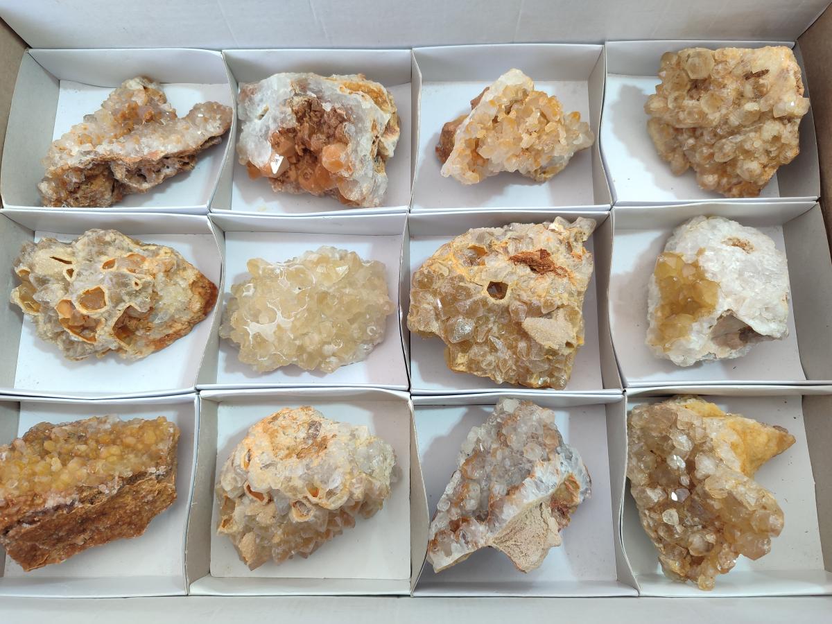 Natural Golden Limonite Quartz Clusters x 12 From Mwinilunga, Zambia - Toprock Gemstones and Minerals 
