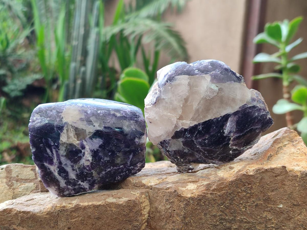 Polished One Side Lithium Silver Leaf Lepidolite Specimens x 12 From Zimbabwe - Toprock Gemstones and Minerals 