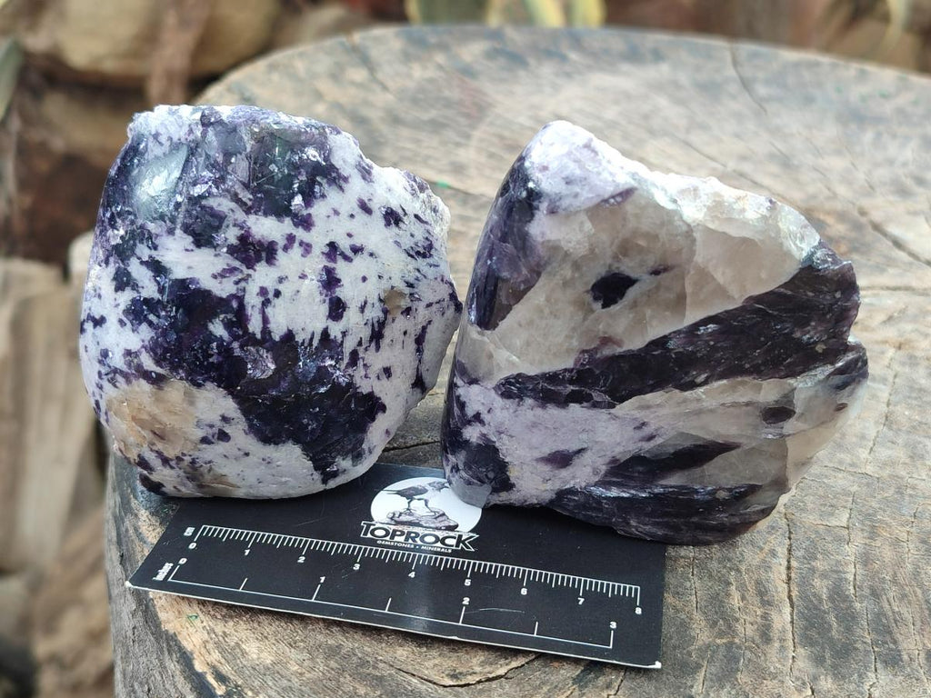 Polished One Side Lithium Silver Leaf Lepidolite Specimens x 12 From Zimbabwe - Toprock Gemstones and Minerals 
