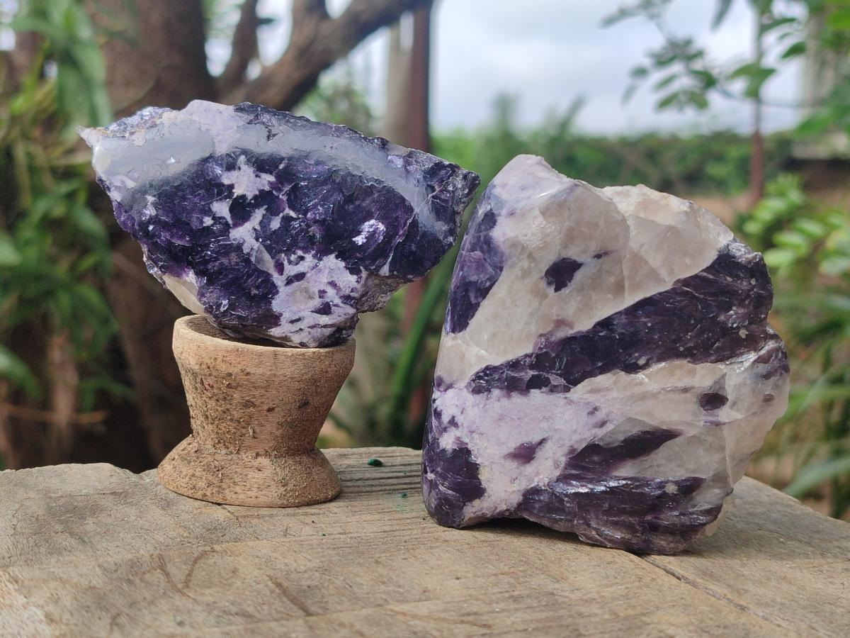 Polished One Side Lithium Silver Leaf Lepidolite Specimens x 12 From Zimbabwe - Toprock Gemstones and Minerals 