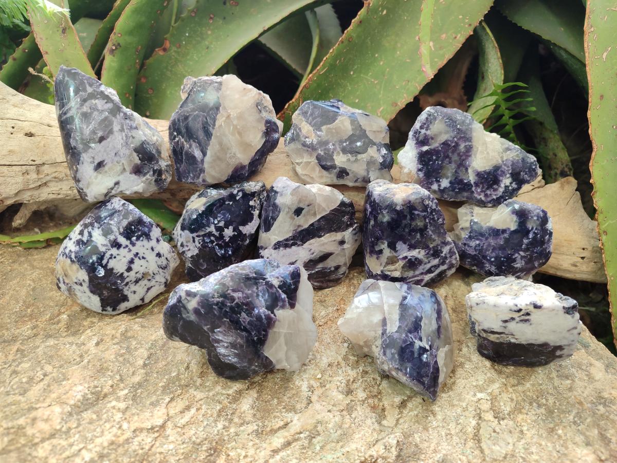 Polished One Side Lithium Silver Leaf Lepidolite Specimens x 12 From Zimbabwe - Toprock Gemstones and Minerals 