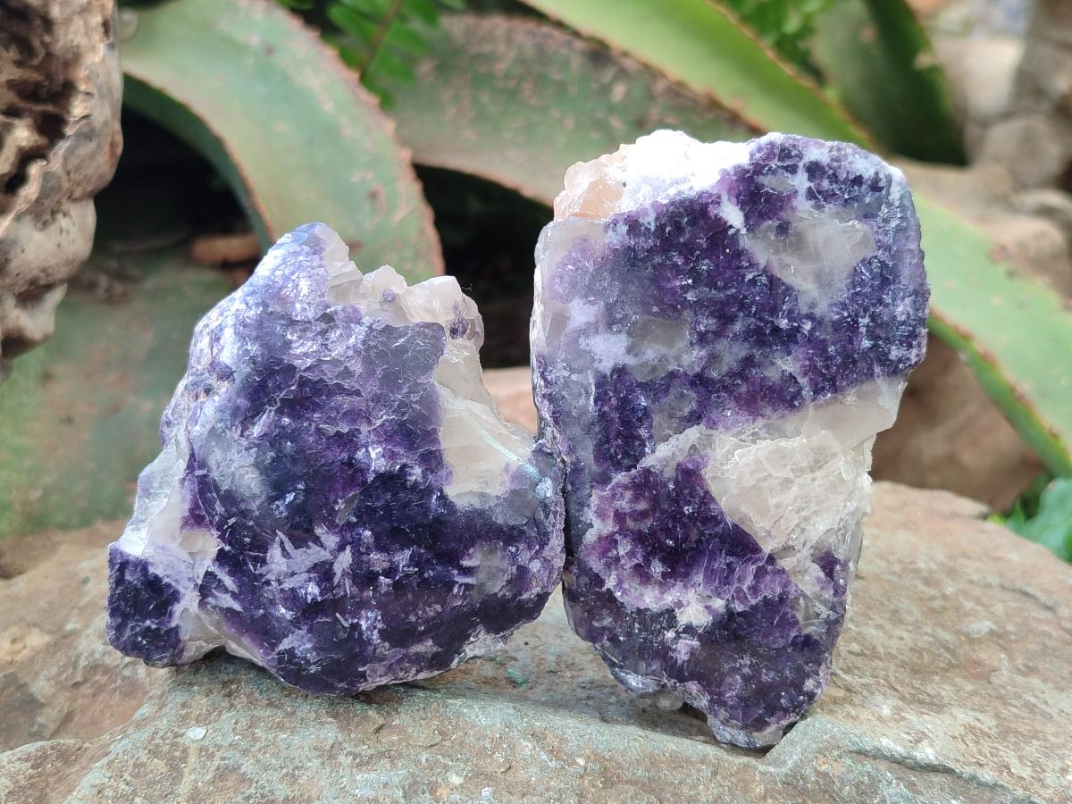 Polished One Side Lithium Silver Leaf Lepidolite Specimens x 12 From Zimbabwe - Toprock Gemstones and Minerals 