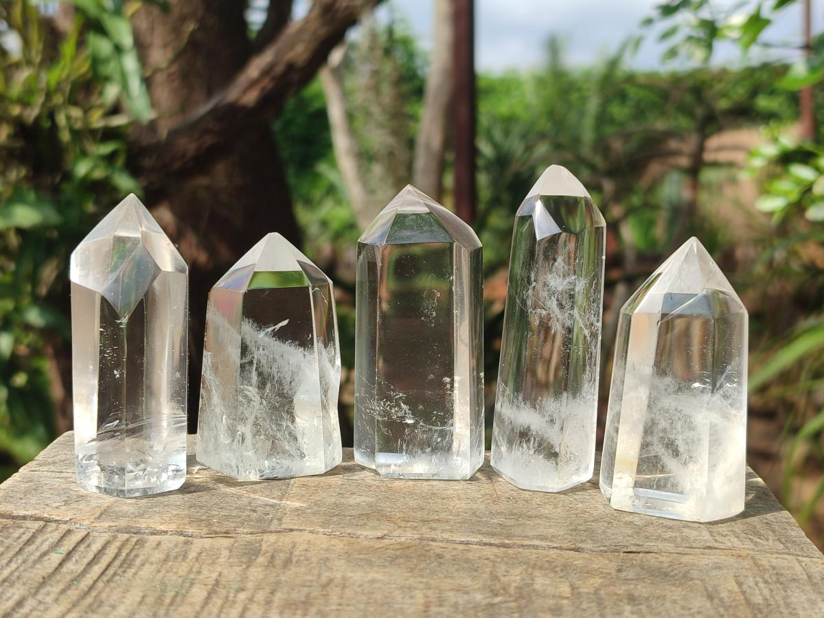 Polished Clear Quartz Crystals x 12 From Madagascar - Toprock Gemstones and Minerals 