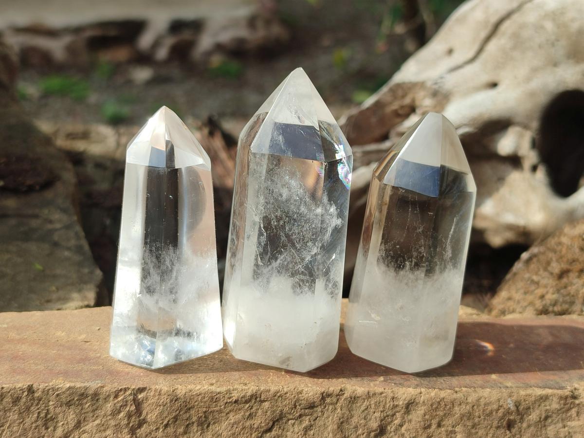 Polished Clear Quartz Crystals x 12 From Madagascar - Toprock Gemstones and Minerals 