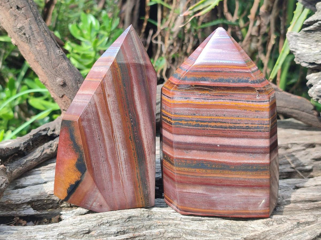 Polished Banded Tiger Iron Display Crystals x 2 From South Africa - Toprock Gemstones and Minerals 