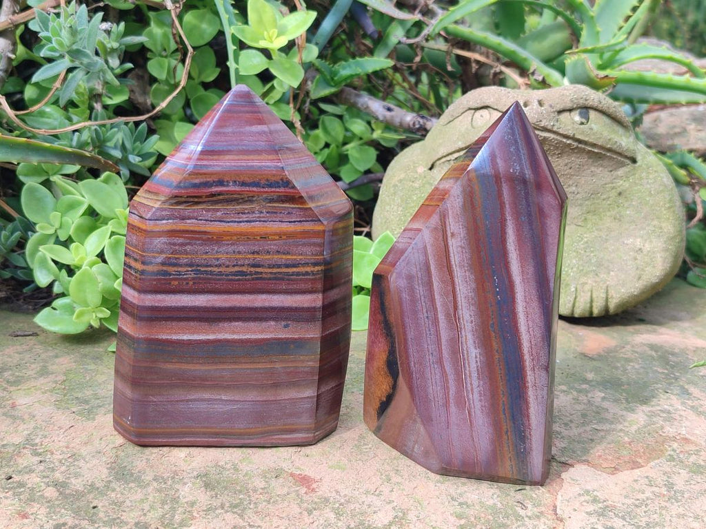 Polished Banded Tiger Iron Display Crystals x 2 From South Africa - Toprock Gemstones and Minerals 