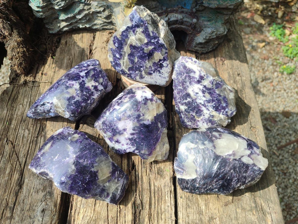 Polished One Side Lithium Silver Leaf Lepidolite Specimens x 6 From Zimbabwe - Toprock Gemstones and Minerals 